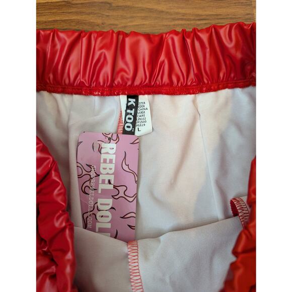 K Too Red Faux Leather Joggers- Size Large- - Picture 2 of 7